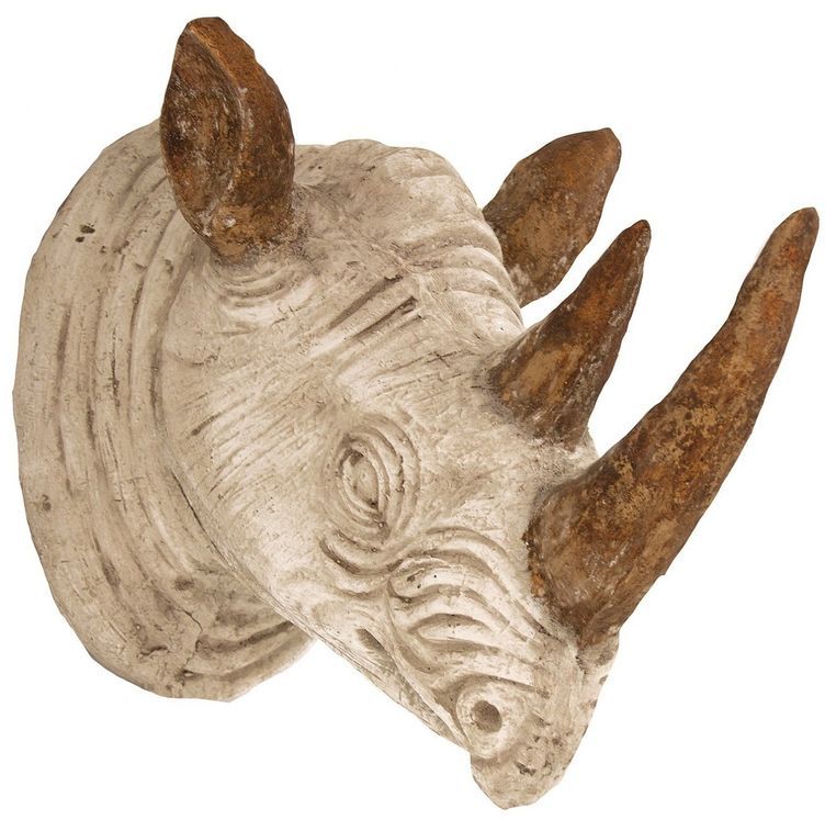 Sculpture rhinocéros résine ivoire vieilli Pablo - Photo n°1