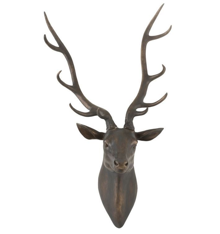 Sculpture tête de renne suspendue résine marron rusty Nissy - Photo n°1