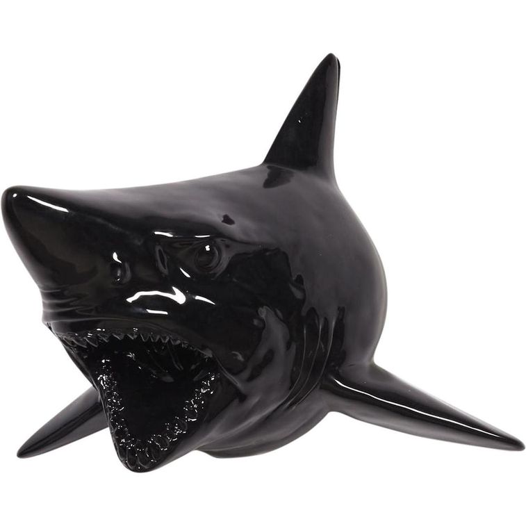 Sculpture tête de requin résine noire Tinau - Photo n°1