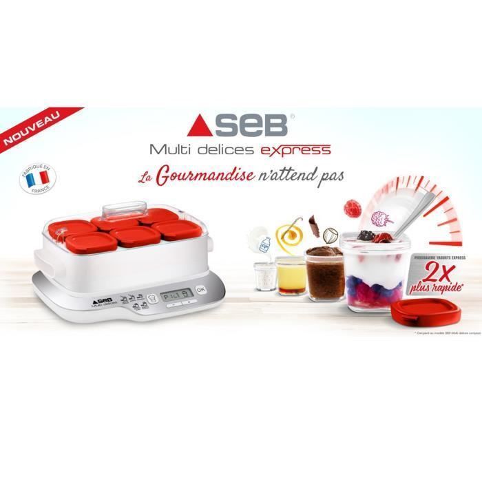 SEB YG660100 EXPRESS COMPACT Yaourtiere multidélices 6 pots - Blanc/Rouge - Photo n°2
