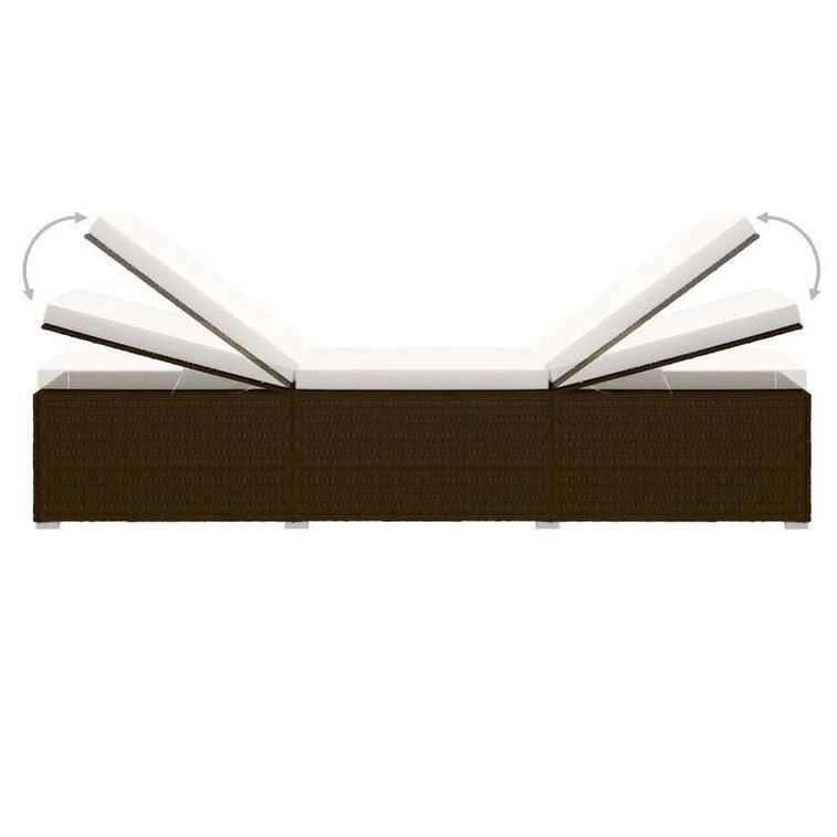 Set chaise longue et table tissu blanc et résine marron Viali - Photo n°3