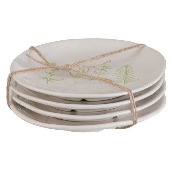 Set de 12 assiettes céramique blanc et vert Neela D 16 cm - Photo n°2