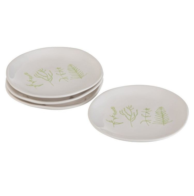 Set de 12 assiettes céramique blanc et vert Neela D 16 cm - Photo n°3