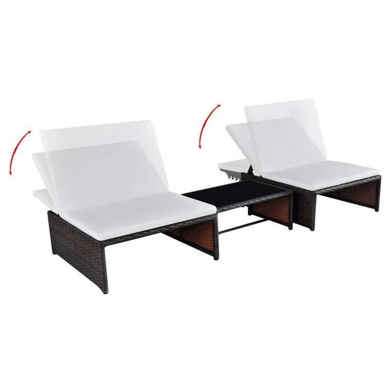 Set de 2 chaises et 1 table tissu blanc et résine marron Toani - Photo n°2