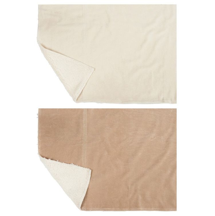 Set de 2 plaids tissu beige et marron Nayra - Photo n°3