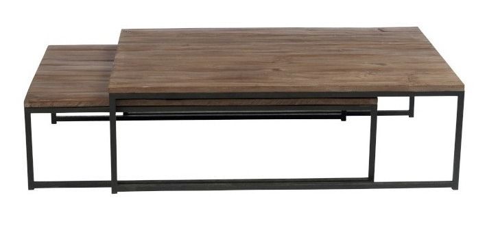 Set de 2 tables basses bois massif foncé Uchy L 120 cm - Photo n°2