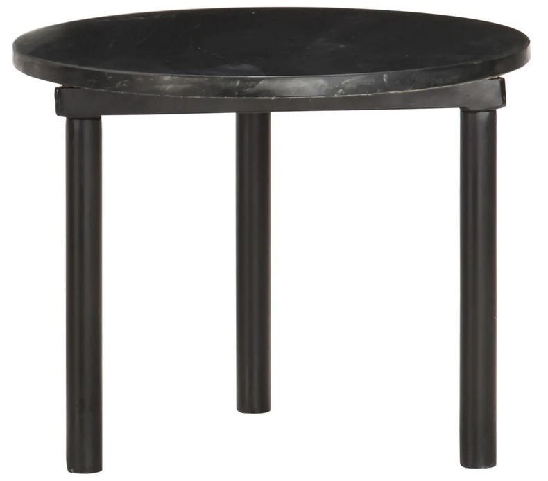 Set de 2 tables basses gigognes effet marbre blanc et noir Elys D 55 et 45 cm - Photo n°4