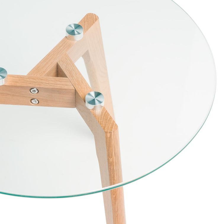 Set de 2 tables basses gigognes verre trempé et bois naturel Fiord - Photo n°5