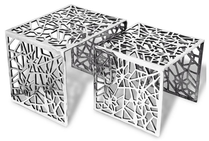 Set de 2 tables gigognes métal argenté Elyach - Photo n°1