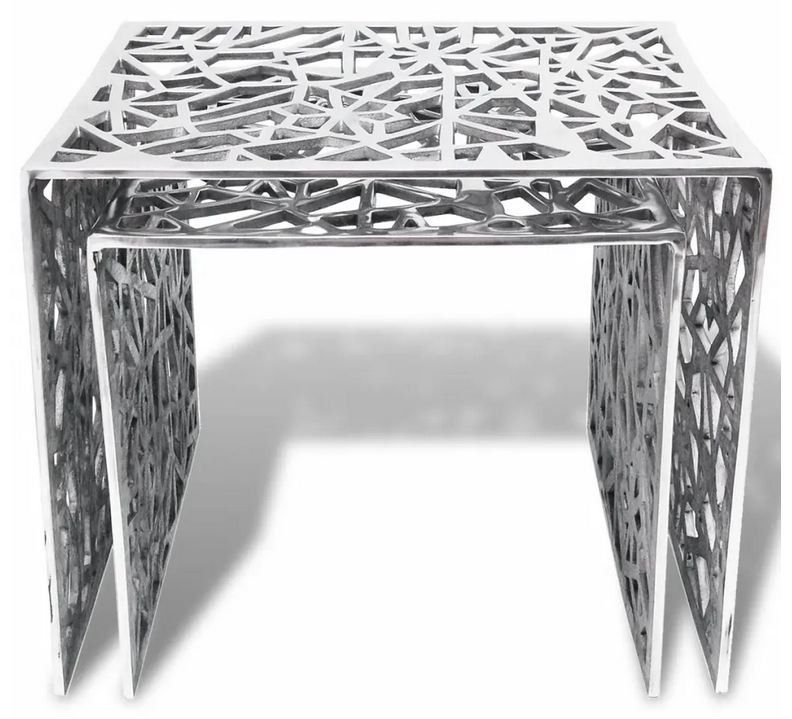 Set de 2 tables gigognes métal argenté Elyach - Photo n°2