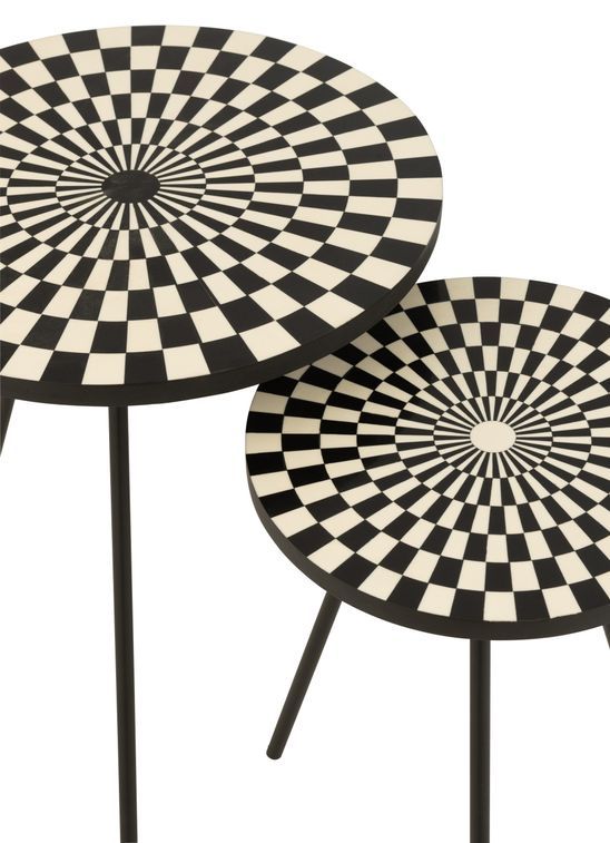 Set de 2 tables gigognes motif rétro bois massif Chloé D 30 cm - Photo n°3