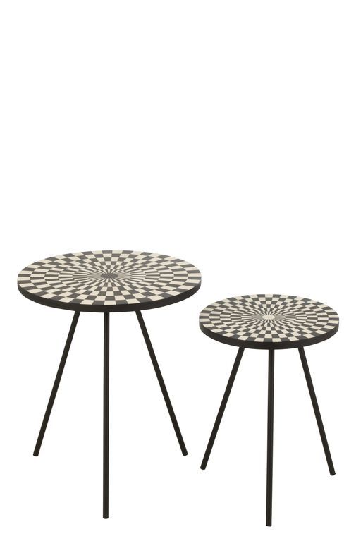 Set de 2 tables gigognes motif rétro bois massif Chloé D 30 cm - Photo n°4