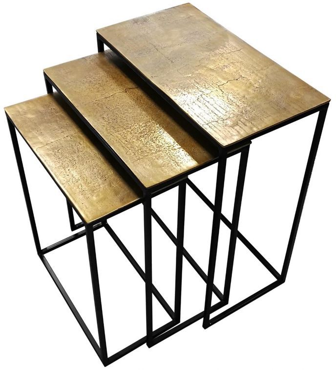 Set de 3 tables gigognes métal doré et noir Vinty - Photo n°2