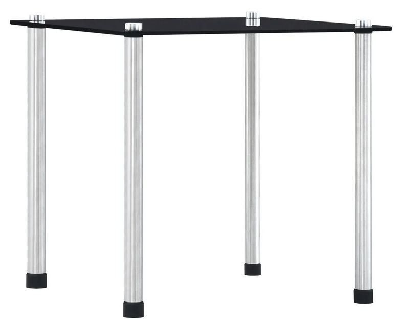 Set de 3 tables gigognes verre trempé noir et pieds métal gris Rosi - Photo n°3
