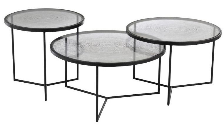 Set de 3 tables gigognes verre Vada D 70/ D 60/D 50 cm - Photo n°1