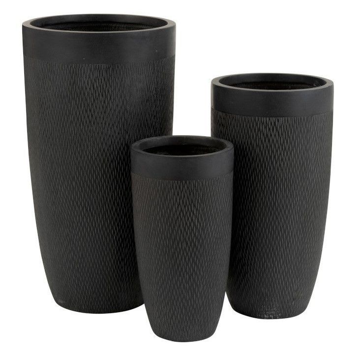 Set de 3 vases argile noir Cintee - Photo n°1