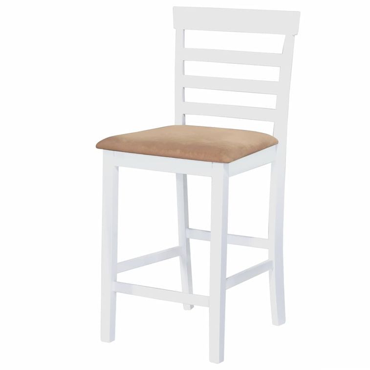 Set table et 4 chaises de bar en bois coloris blanc - Photo n°3
