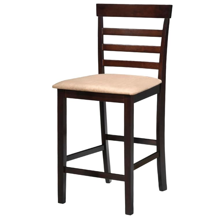 Set table et 4 chaises de bar en bois coloris marron - Photo n°3