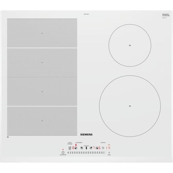 SIEMENS EX652FEB1F - Table de cuisson a induction - 4 zones - 7400W - L59,2 x P52,2cm - Revetement verre - Blanc - Photo n°1