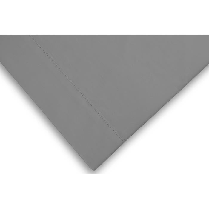 SOLEIL d'OCRE Drap plat Camille - Coton percale - 180 x 290 cm - Gris - Photo n°2