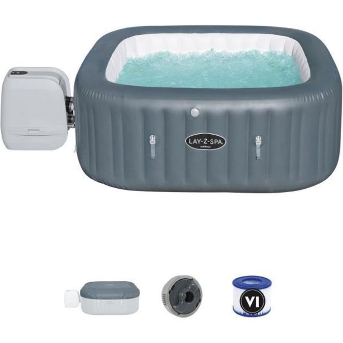Spa Gonflable BESTWAY Lay-Z-Spa Hawaii Hydrojet Pro - 4 a 6 personnes - Carré - 180 x 180 x 71 cm - Photo n°1