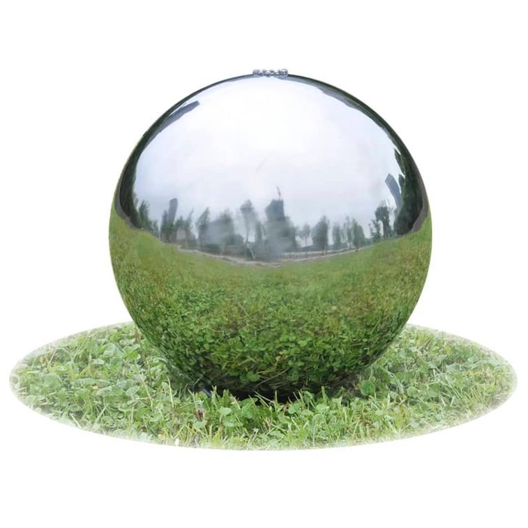 Sphère de fontaine de jardin avec LED Acier inoxydable 40 cm - Photo n°1