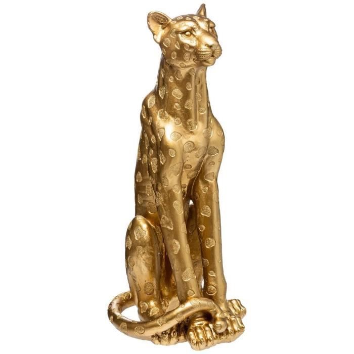 Statue léopard grand modele - H90 cm - Doré - Photo n°1