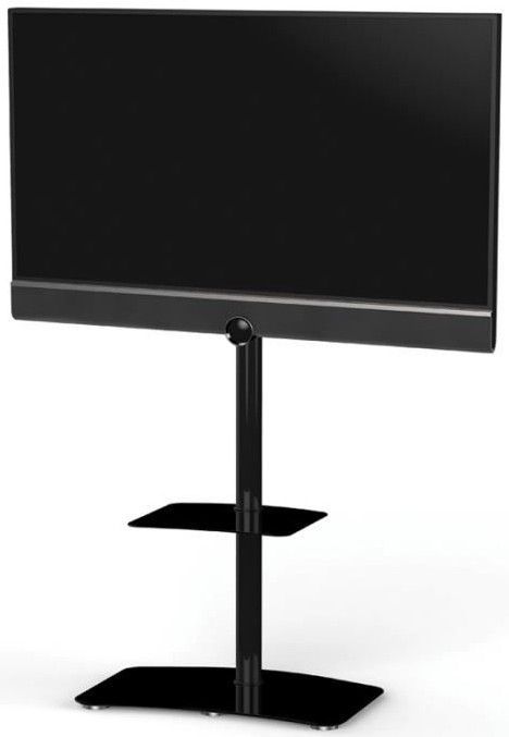 Support TV sur pied orientable avec étagère PL2810 verre trempé et alu noir H 109 cm - Photo n°2