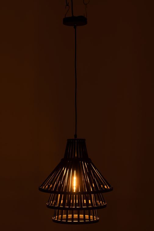 Suspension lampe moyenne en bambou noir Niga - Lot de 2 - Photo n°4