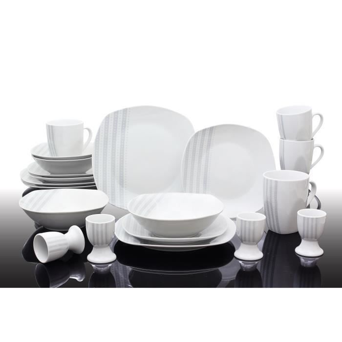 T1810503-40X - Service de table 40 pieces Nina - Porcelaine - Gris - Photo n°1