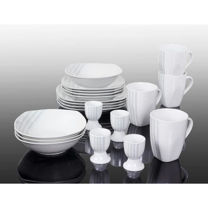 T1810503-40X - Service de table 40 pieces Nina - Porcelaine - Gris - Photo n°2