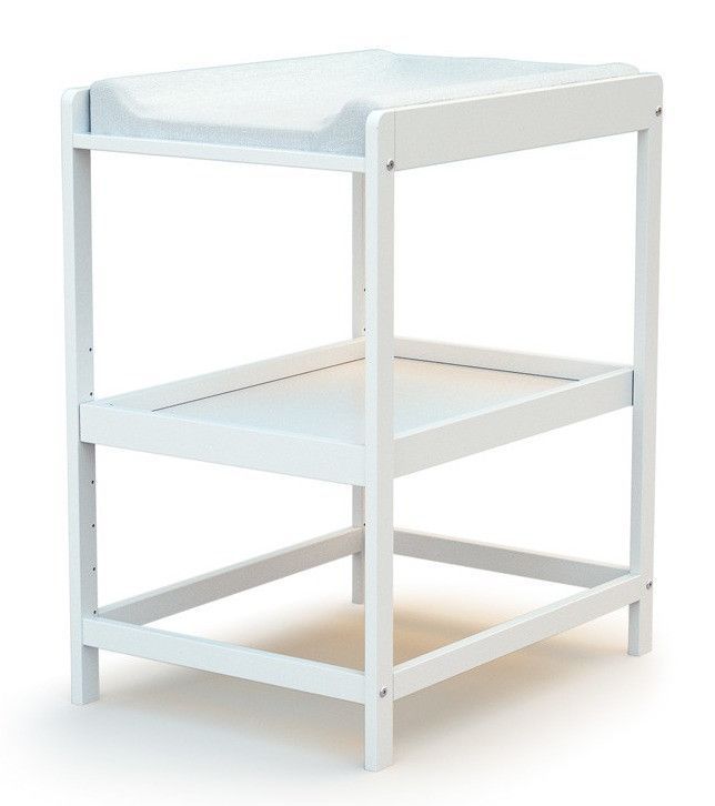 Table à langer avec étagère hêtre massif blanc Confort - Photo n°1