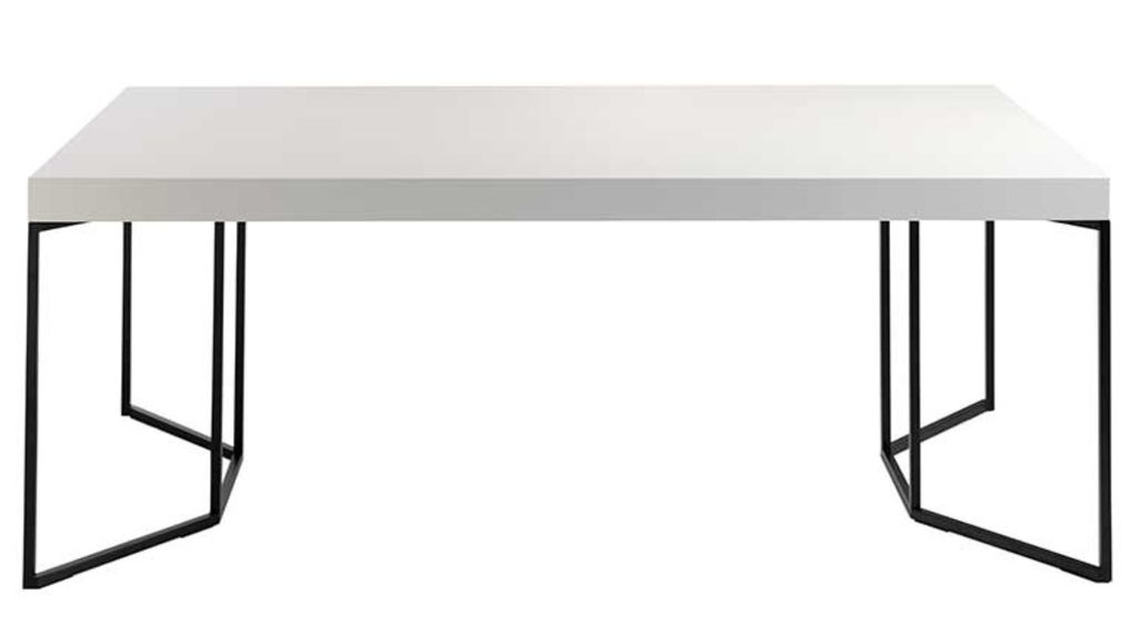Table à manger blanche laquée et pieds métal noir Proka 200 cm - Photo n°1