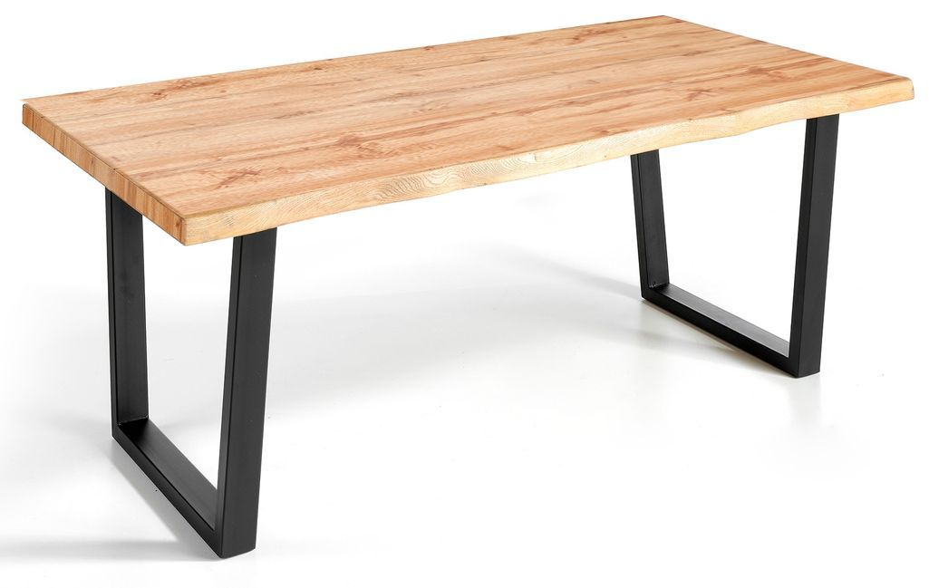 Table à manger bois de chêne rustique et métal noir Kibak 200 cm - Photo n°1
