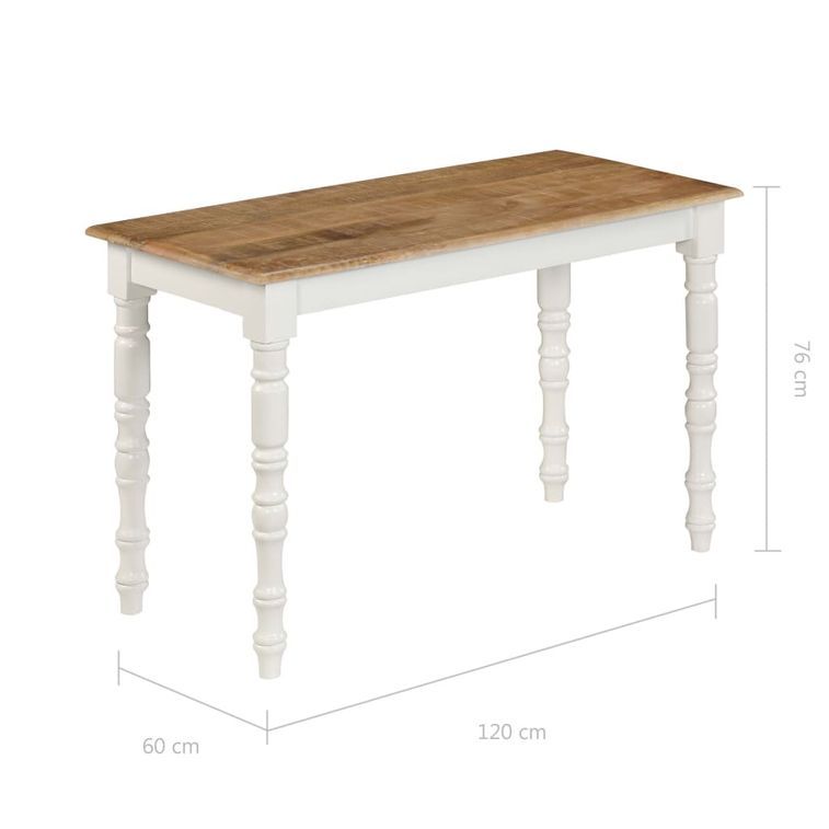 Table à manger bois de manguier massif et blanc Mathy 120 cm - Photo n°7