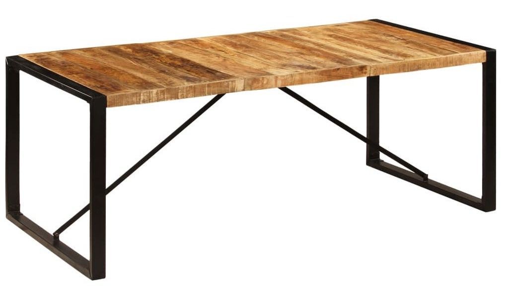 Table à manger bois de manguier massif et pieds acier noir Vinck 200 - Photo n°1