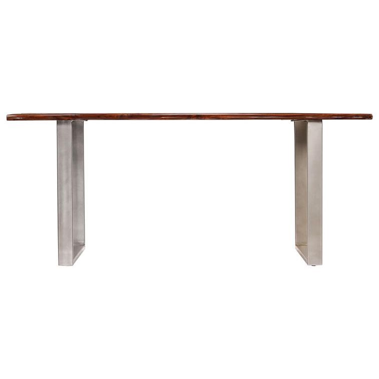 Table à manger bois de Sesham massif et acier inoxydable Baula 180 cm - Photo n°4