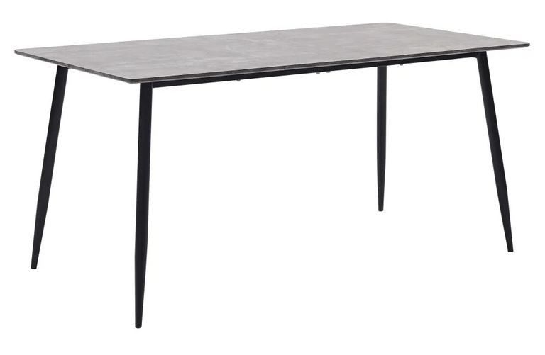 Table à manger bois gris béton et pieds métal noir Azkar 140 cm - Photo n°1