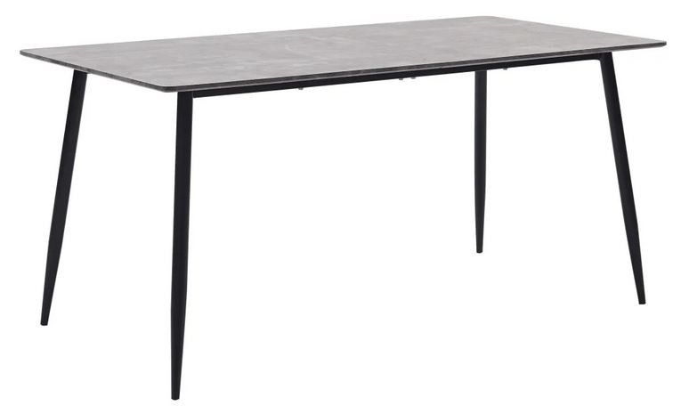 Table à manger bois gris béton et pieds métal noir Azkar 160 cm - Photo n°1