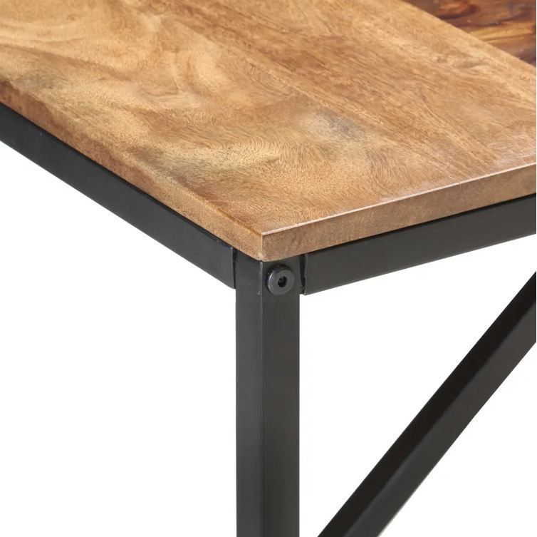 Table à manger bois massif clair et pieds métal noir Suna 180 cm - Photo n°5