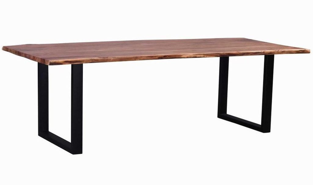 Table à manger bois massif et pieds acier noir Kinoa 240 cm - Photo n°1