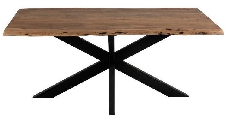 Table à manger bois massif foncé Cintee L 180 cm - Photo n°1