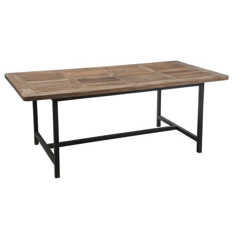 Table à manger bois massif foncé et métal noir Cintee 200 cm - Photo n°1