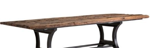 Table à manger bois massif foncé et pieds métal noir Mialm - Photo n°4