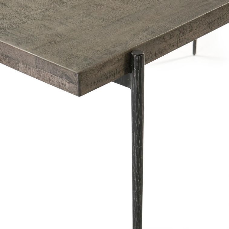 Table à manger bois massif gris et pieds métal noir 180 cm - Photo n°2