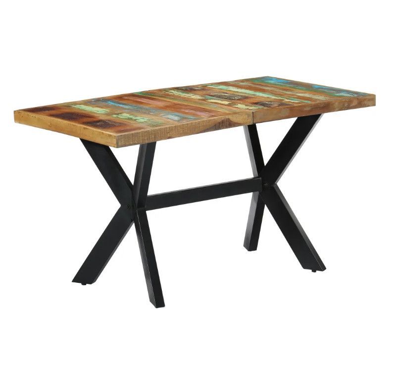 Table à manger bois massif recyclé et pieds métal noir Maxi - Photo n°1