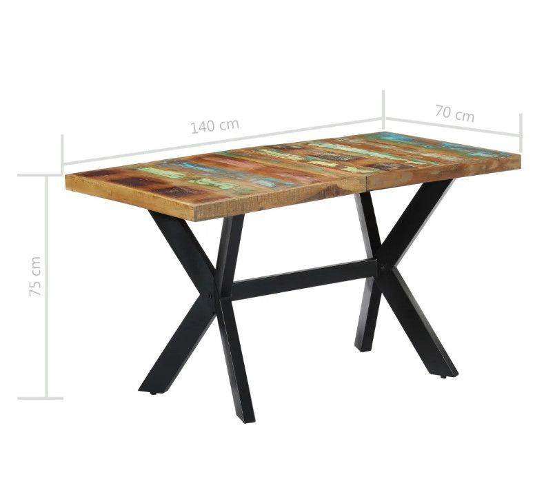 Table à manger bois massif recyclé et pieds métal noir Maxi - Photo n°6