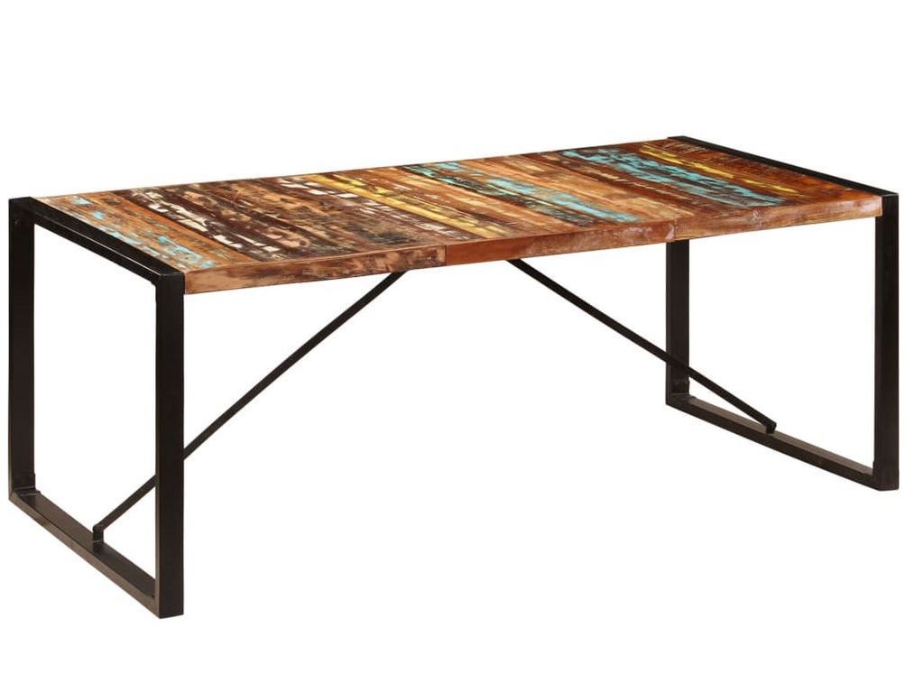Table à manger bois reconditionné et pieds acier noir Unik 200 cm - Photo n°1