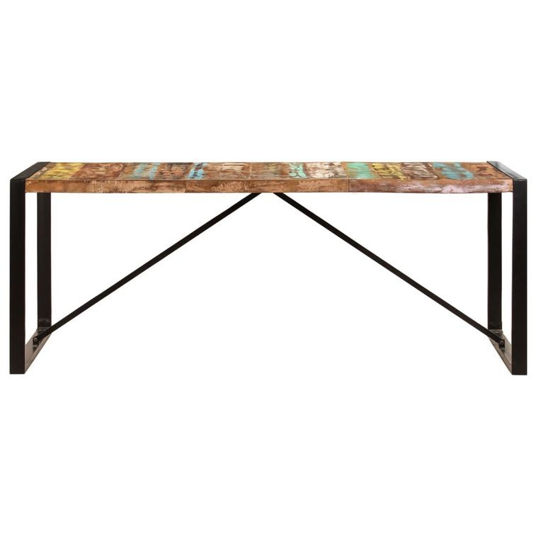 Table à manger bois reconditionné et pieds acier noir Unik 200 cm - Photo n°2