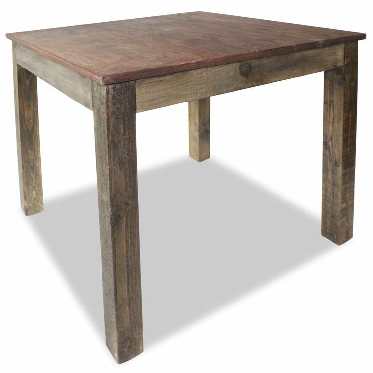 Table à manger carrée bois massif Rusticka 80 cm - Photo n°1